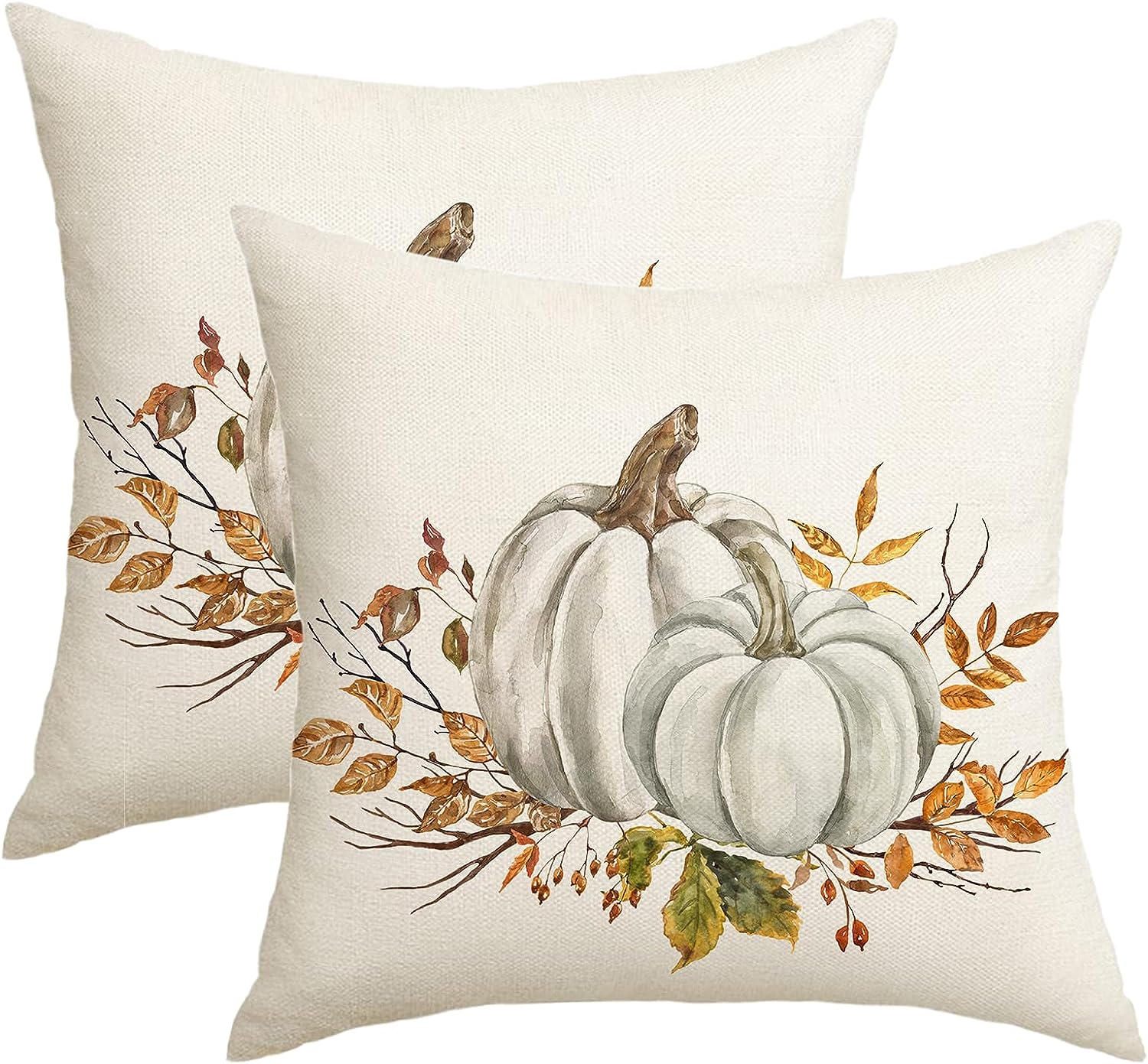 Pumpkin Trio - Decorative Pillow Cover - 18x18 inches – Cotton and